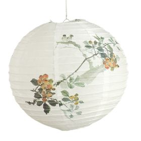 Handmade Round Paper Lantern Chinese/Japanese Style Painted Pipa and Sparrow Decorative Hanging lantern