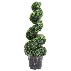 Artificial Boxwood Spiral Plant with Pot Green 39.4"