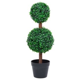 Artificial Boxwood Plant with Pot Ball Shaped Green 23.6"