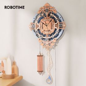 Robotime Rokr Romantic Time Art LC701 EU Style Mechanical Wall Clock 3D Wooden Puzzle Design Building Model Set