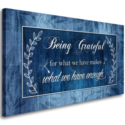 Being Grateful Canvas Wall Art for Living Room-Navy Blue Wall Art-Inspirational Canvas Painting Motivational Positive Quotes Wall Picture Retro Artwor Being Grateful Canvas Wall Art for Living Room-Navy Blue Wall Art-Inspirational Canvas Painting Motivational Positive Quotes Wall Picture Retro Artwor