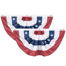 2pcs American Pleated Fan Flag for Indoor & Outdoor Decor