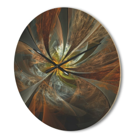 Designart 'Yellow Symmetrical Fractal Flower' Modern Wood Wall Clock(Size 16" x 16")