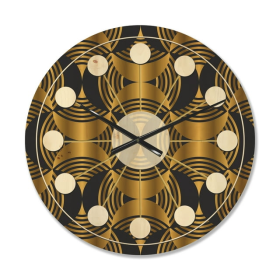 Designart 'Art Deco Style Retro Pattern' Mid-Century Modern Wood Wall Clock(Size 16" x 16")