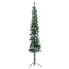 Slim Artificial Half Christmas Tree with Stand Green 7 ft