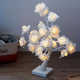 45cm/17.72inch USB Plug LED Thanksgiving Valentine's Day Rose Decoration Lamp, Party Scene Lighting Tree (Color: White)