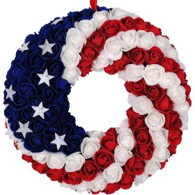 Patriotic Americana Wreath;  Boxwood Handcrafted Memorial Day Wreath Festival Garland Decoration (Color: COLOR 1, size: 15in)