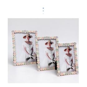 Metal Photo Frame Flowers Rectangle Vintage Fresh Color Fashion Lightweight High Hardness Home Decor Desktop Ornament Embenllish (Color: Flowers, size: 6 inch+7 inch+8 inch)