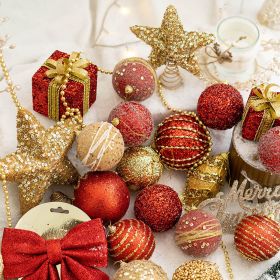 Christmas Painted Balls Christmas Tree Decoration Ornaments Window Decoration Decoration Ornaments (select: golden red)