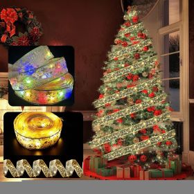 Christmas Glowing Ribbon Led Light String Christmas Tree Smart Bluetooth Symphony Decorative Gold Ribbon (coloer: Glowing Ribbon-gold, size: 5 meters)