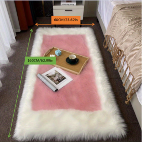 1pc, Soft and Fluffy Sheepskin Rug for Bedroom and Living Room - Non-Slip and Machine Washable Carpet for Dormitory and Room Decor (Color: White + Powder, size: 23.62*62.99inch)