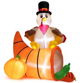 Happy Thanksgiving Day Holiday Yard Inflatable Decor With Lighted (Color: Orange, size: 6 Ft)