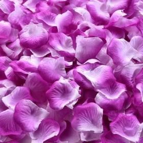 Artificial Rose Petal Artificial Flower Silk Petals Valentine Day Wedding Flower Decoration Flowers (Color: purple white, size: 500pcs)