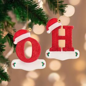 A-Z Cartoon Christmas Hat Letters Acrylic Pendants for Xmas Tree Merry Christmas Decoration for Home Navidad Natal Noel (Color: N)