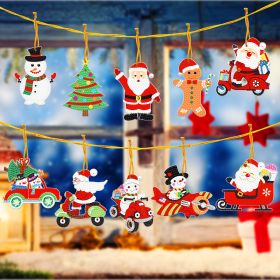 10pcs DIY Diamond Painting Christmas Decorations Xmas Tree Pendant Hanging Ornament Santa Claus Pattern Mosaic Kit Navided Decor (Color: 1#)