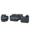 Direct Wicker 5-Piece Outdoor Rattan Furniture Patio Conversation Set with Cushion