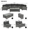 8-pieces Outdoor Wicker Round Sofa Set;  Half-Moon Sectional Sets All Weather;  Curved Sofa Set With Rectangular Coffee Table;  PE Rattan Water-resist