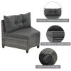 8-pieces Outdoor Wicker Round Sofa Set;  Half-Moon Sectional Sets All Weather;  Curved Sofa Set With Rectangular Coffee Table;  PE Rattan Water-resist