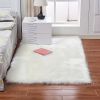 1pc Fluffy Imitation Wool Area Rug, Suede Fleece Bottom Long Imitation Wool Rug, Acrylic 80% Polyester 20%, 2.36inch Long Wool, Living Room Bedroom Ru