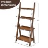 Living Room 4-Tier Bamboo Ladder Display Shelf Storage Rack Plant Flower Stand