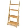 Living Room 4-Tier Bamboo Ladder Display Shelf Storage Rack Plant Flower Stand