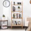 Living Room 4-Tier Bamboo Ladder Display Shelf Storage Rack Plant Flower Stand